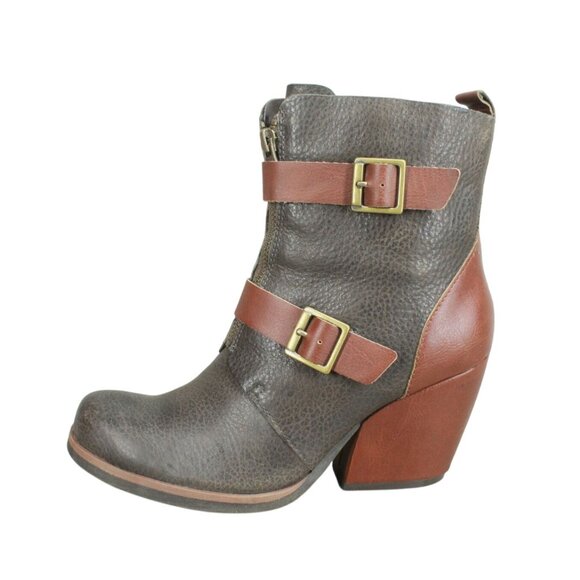 Kors by Kork Ease Brown Pebbled Leather Heeled Ankle Boots 6.5 - Picture 1 of 9